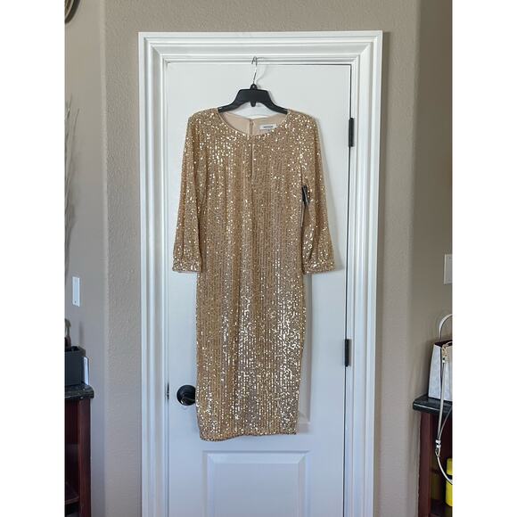 NWT kensie Women's Sequin Mesh Blouson Sleeve Dress Size 6 - Picture 5 of 13